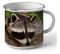 Fabulous Mug en métal émaille Raton Laveur Buche Blanc G