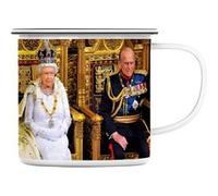 Fabulous Mug en métal émaille Reine Elisabeth II et Prince Philip Trone Blanc G