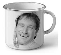 Fabulous Mug en métal émaille Robin Williams Portrait Drole Blanc G