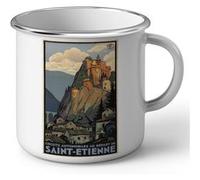 Fabulous Mug en métal émaille Saint Etienne Course Automobile Affiche Vintage Blanc G