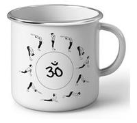 Fabulous Mug en métal émaille Salutation au Soleil Surya Namaskar Yoga Blanc G