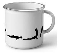 Fabulous Mug en métal émaille Salutation au Soleil Surya Namaskar Yoga Frise Blanc G