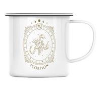 Fabulous Mug en métal émaille Scorpion Cartomancie Signe Astrologie Blanc G