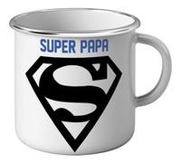 Fabulous Mug en métal émaille Super Papa Logo Super Héros Blanc G