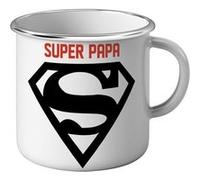 Fabulous Mug en métal émaille Super Papa Rouge Logo Super Héros Blanc G