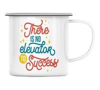 Fabulous Mug en métal émaille There is No Elevator to Success Blanc G