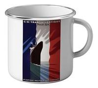 Fabulous Mug en métal émaille Transatlantique Paquebot Affiche Ancienne Blanc G