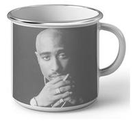 Fabulous Mug en métal émaille Tupac Shakur Portrait Noir et Blanc Blanc G