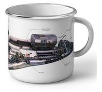 Fabulous Mug en métal émaille Vaisseau Spatial Etats Unis Schema Blanc G