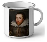 Fabulous Mug en métal émaille William Shakespeare Ecrivain Portrait Blanc G