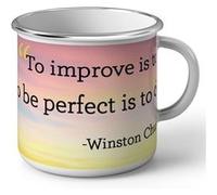 Fabulous Mug en métal émaille Winston Churchill To Improve Citation Blanc G