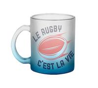 Fabulous Mug en Verre Bleu - Le Rugby c'est la vie Sport XV Ballon Stade France