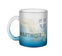 Fabulous Mug en Verre Bleu - Martinique 972 Departement Fort de France Carte Ancienne Rare