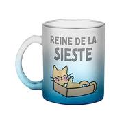 Fabulous Mug en Verre Bleu - Reine de la Sieste Chat Animaux de Compagnie