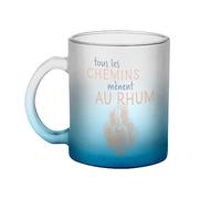 Fabulous Mug en Verre Bleu - Tous les Chemins Mènent au Rhum Soirée Apéro