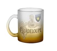Fabulous Mug en Verre Jaune - Guadeloupe 971 Département Ile Carte Ancienne Rare