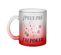 Fabulous Mug en Verre Rouge - J'Peux Pas J'ai Poker Casino Jeu Argent Carte