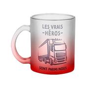 Fabulous Mug en Verre Rouge - Les Vrais Héros - Camionneur Métier Camion