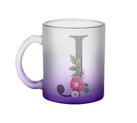 Fabulous Mug en Verre Violet - J Jade Julie Julia Jeanne Lettre Alphabet Prénom Fleurs