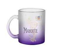Fabulous Mug en Verre Violet - Mayotte 976 Département Outre Mer Carte Ancienne Rare