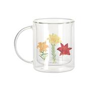 Fabulous Mug Verre Double Paroi - 3 Fleurs Antiques Botanique Illustration Ancienne - Tasse a Cafe et The Isotherme 330ml Effet Suspendu Anti-Brulure Imprime en France