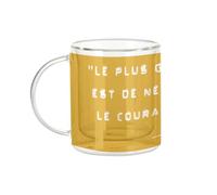 Fabulous Mug Verre Double Paroi - Abbe Pierre Echec Courage Francais Citation Inspirante Motivation - Tasse a Cafe et The Isotherme 330ml Effet Suspendu Anti-Brulure Imprime en France