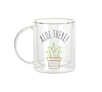 Fabulous Mug Verre Double Paroi - Aloe There ! Plants Pot Aloe Vera Gardening - Tasse a Cafe et The Isotherme 330ml Effet Suspendu Anti-Brulure Imprime en France