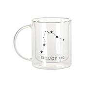 Fabulous Mug Verre Double Paroi - Aquarius Sign Astrology Star Divination Constellation Minimalist - Tasse a Cafe et The Isotherme 330ml Effet Suspendu Anti-Brulure Imprime en France