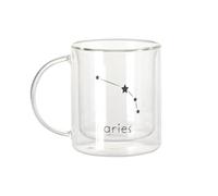 Fabulous Mug Verre Double Paroi - Aries Astrology Sign Star Constellation Minimalist - Tasse a Cafe et The Isotherme 330ml Effet Suspendu Anti-Brulure Imprime en France