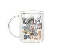 Fabulous Mug Verre Double Paroi - Bangkok Vintage Voyage Thaïlande Carte Postale - Tasse a Cafe et The Isotherme 330ml Effet Suspendu Anti-Brulure Imprime en France