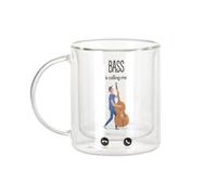Fabulous Mug Verre Double Paroi - Bass Is Calling Me Music Passion Double Bass Jazz - Tasse a Cafe et The Isotherme 330ml Effet Suspendu Anti-Brulure Imprime en France