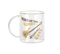 Fabulous Mug Verre Double Paroi - Bass - Money Can't Buy Happiness Music Tasse a Cafe et The Isotherme 330ml Effet Suspendu Anti-Brulure Imprime en France