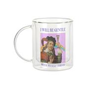 Fabulous Mug Verre Double Paroi - Be Gentle Collage Vintage Illustration Art Humour Meme Parodie Arc en Ciel - Tasse a Cafe et The Isotherme 330ml Effet Suspendu Anti-Brulure Imprime en France