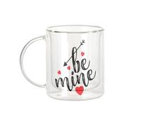 Fabulous Mug Verre Double Paroi - Be Mine Amour Fiancee Mariage Mariee - Tasse a Cafe et The Isotherme 330ml Effet Suspendu Anti-Brulure Imprime en France