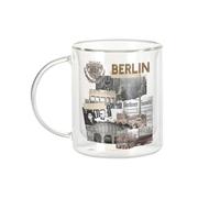 Fabulous Mug Verre Double Paroi - Berlin Vintage Collage Allemagne Histoire Voyage - Tasse a Cafe et The Isotherme 330ml Effet Suspendu Anti-Brulure Imprime en France