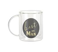 Fabulous Mug Verre Double Paroi - Best Man Wedding Gentleman Art Deco - Tasse a Cafe et The Isotherme 330ml Effet Suspendu Anti-Brulure Imprime en France