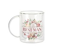 Fabulous Mug Verre Double Paroi - Best Man Wedding Groom Flower Bouquet - Tasse a Cafe et The Isotherme 330ml Effet Suspendu Anti-Brulure Imprime en France