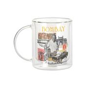 Fabulous Mug Verre Double Paroi - Bombay Vintage Collage Mumbai Voyage Inde Gandhi - Tasse a Cafe et The Isotherme 330ml Effet Suspendu Anti-Brulure Imprime en France