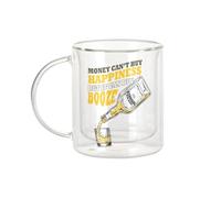 Fabulous Mug Verre Double Paroi - Booze - Money Can't Buy Happiness Whiskey Party Tasse a Cafe et The Isotherme 330ml Effet Suspendu Anti-Brulure Imprime en France