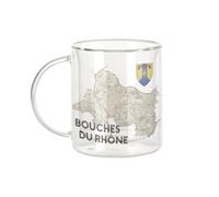 Fabulous Mug Verre Double Paroi - Bouches du Rhône 13 Marseille Departement Carte Ancienne PACA - Tasse a Cafe et The Isotherme 330ml Effet Suspendu Anti-Brulure Imprime en France