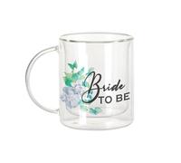 Fabulous Mug Verre Double Paroi - Bride to Be Blue Flowers - Tasse a Cafe et The Isotherme 330ml Effet Suspendu Anti-Brulure Imprime en France