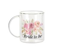 Fabulous Mug Verre Double Paroi - Bride to Be Wedding Bride Watercolor Bouquet - Tasse a Cafe et The Isotherme 330ml Effet Suspendu Anti-Brulure Imprime en France