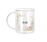 Fabulous Mug Verre Double Paroi - Bride Wedding Bridal Floral Setting - Tasse a Cafe et The Isotherme 330ml Effet Suspendu Anti-Brulure Imprime en France