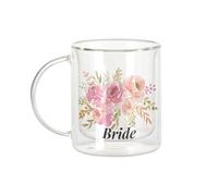 Fabulous Mug Verre Double Paroi - Bride Wedding Bride Watercolor Bouquet - Tasse a Cafe et The Isotherme 330ml Effet Suspendu Anti-Brulure Imprime en France