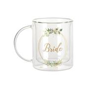 Fabulous Mug Verre Double Paroi - Bride Wedding Bridegroom Flower Circle - Tasse a Cafe et The Isotherme 330ml Effet Suspendu Anti-Brulure Imprime en France