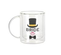 Fabulous Mug Verre Double Paroi - Bride Wedding Gentleman Tuxedo - Tasse a Cafe et The Isotherme 330ml Effet Suspendu Anti-Brulure Imprime en France