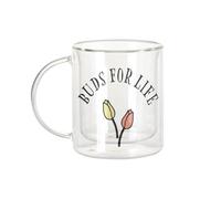 Fabulous Mug Verre Double Paroi - Buds for Life Plants Pot Gardening Flowers - Tasse a Cafe et The Isotherme 330ml Effet Suspendu Anti-Brulure Imprime en France
