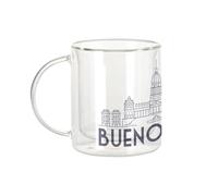 Fabulous Mug Verre Double Paroi - Buenos Aires Minimalist Voyage Carte Postale Argentine - Tasse a Cafe et The Isotherme 330ml Effet Suspendu Anti-Brulure Imprime en France