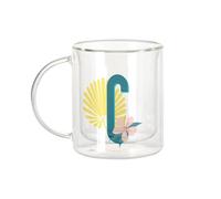 Fabulous Mug Verre Double Paroi - C Catherine Chloé Lettre Prénom Fleurs Tropicale Exotique - Tasse a Cafe et The Isotherme 330ml Effet Suspendu Anti-Brulure Imprime en France