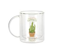 Fabulous Mug Verre Double Paroi - Cactus - Money Can't Buy Happiness Plant Vegetal Tasse a Cafe et The Isotherme 330ml Effet Suspendu Anti-Brulure Imprime en France
